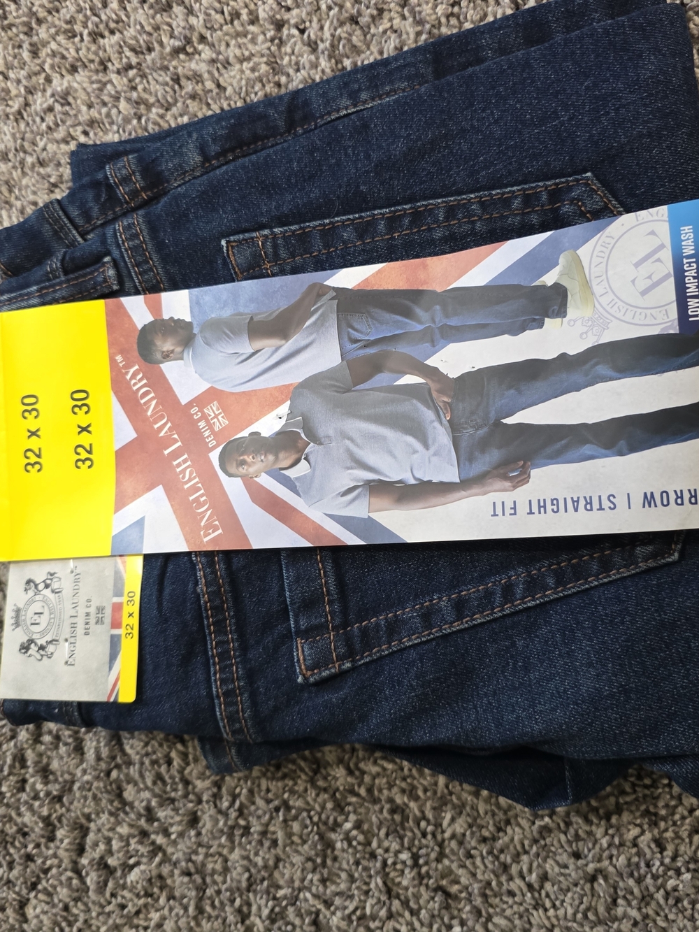 English Laundry Men's Dark Indigo Straight Jeans